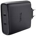 TRUST caricatore maxo gan 100w 2xusb-c ricarica rapida universale nero 2m