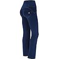 jeggings push up wr. up flare vita alta in cotone organico dark jeans-yellow seam donna xxs