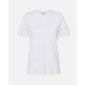 t-shirt con logo ricamato e strass