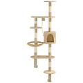 - albero per gatti con tiragraffi in sisal da parete 194 cm beige