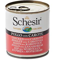 schesir 6 x 285 g alimento umido per cani pollo con carote
