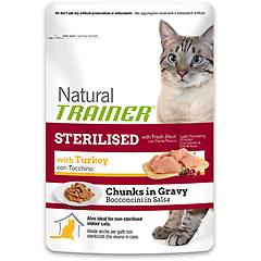 trainer natural adult sterilised 24 x 85 g alimento umido per gatti con tacchino