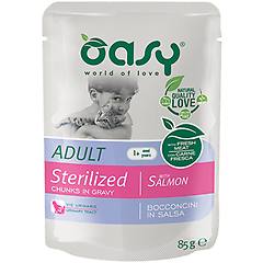 oasy cat bocconcini in salsa 85 gr sterilized salmone confezione da 12 pezzi cibo umido per gatti