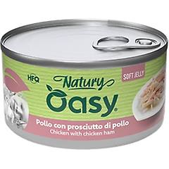 oasy natury cat adult soft jelly 150 gr pollo con prosciutto di pollo confezione da 6 pezzi cibo umido