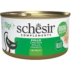 schesir cat complements lattina multipack 12x70g pollo