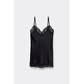 canotta in seta e pizzo donna nero taglia m