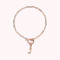 bracciale catena forzatina con pendente lettera pav&eacute; in cubic zirconia