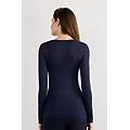 maglia scollo a v in modal ultralight con cashmere donna blu taglia s