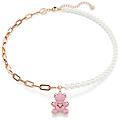 pendente teddy crystal pearl orso rosa placcato color oro rosa os