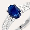 anello solitario charlotte oro bianco zaffiro diamante collezione charlotte misura 48 oro bianco