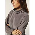 felpa collo alto con busto in velluto e coulisse sul fondo shark donna small