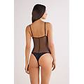 body tulle e pizzo sheer glamour donna nero taglia l