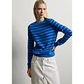 - maglione blu in pura lana a righe regular fit donna blu chiaro taglia xs