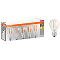 set da 5 lampadine led filamento e27 goccia trasparente luce calda 6. 5w= 806lm (equiv 60 w)