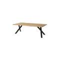 tavolo da pranzo in legno di mango e resina epossidica nera 160x90x76 laccato natur / gambe a x