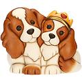 coppia cani cavalier king in ceramica