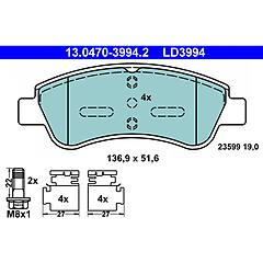 ate set di pastiglie freno 13 0470 3994 2 anteriore ceramica