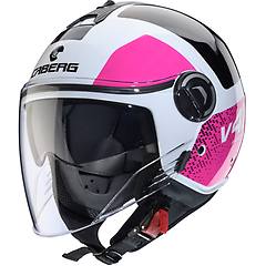 caberg casco moto jet riviera v4x alpha bianco rosa nero taglia s
