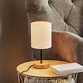 lampada da tavolo corralee legno e stoffa bianco