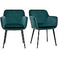 sedie in velluto blu petrolio e metallo nero (set di 2) amika