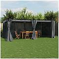 - gazebo con tende antracite 6x3 m in acciaio