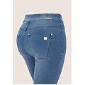 jeggings n. o. w. 7/8 con vita alta e dettagli cut out light blue-seams on tone donna small
