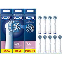braun spazzolino ricambio sensitive clean pro white e blu 9pz
