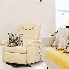 milani home - poltrona relax elettrica reclinabile confort imbottita beige per interno salotto per anziani