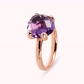 anello cocktail grande con prisma gem viola