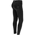 jeggings push up wr. up vita alta 7/8 con zip sul fondo jeans nero-cuciture in tono donna extra
