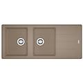 lavello integrato 2 vasche con gocciolatoio laterale destro o sinistro boston l 116 x l 50 cm