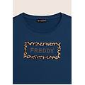 t-shirt manica corta con grafica animalier e logo dark denim donna extra large