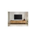 mobile tv in legno di acacia 240x40x55 laccato naturale / marmo scuro london #107