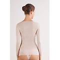 maglia scollo a v in modal con cashmere ultralight e pizzo donna beige taglia l