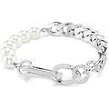braccialetto dextera crystal pearl link misti bianco placcato rodio os