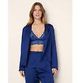 giacca taglio camicia in raso primula color / blu scuro / xl blu scuro