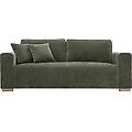 divano design 3 posti in tessuto effetto velluto verde kaki pepper