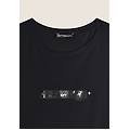 t-shirt donna in jersey viscosa con inserto animalier nero donna large