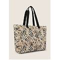 borsa shopper in canvas animalier con zip white zebra animalier donna unica