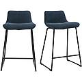 sgabelli da bar in tessuto effetto velluto blu scuro e metallo h65 cm (lotto di 2) boost