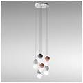 luce sospensione contemporanea sfera metallo bianco vetro e cemento multicolor 6 luci
