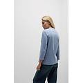 maglia manica 3/4 scollo a barchetta in elevated cotton donna azzurro taglia m