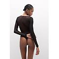 body in tulle girocollo donna nero taglia s