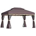 - gazebo da giardino 3x4m con doppio tetto zanzariera e tende alluminio e poliestere color caff?