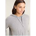 maglia donna con cappuccio e treccia frontale melange gray donna medium