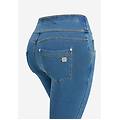 pantaloni n. o. w. skinny vita risvoltabile in jersey denim light blue-seams on tone donna small