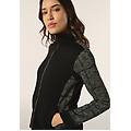 felpa zip e collo alto con inserti in jacquard knit black black grey donna extra large