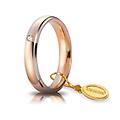 fede nuziale comoda 4 mm oro rosa bordi bianchi con diamante