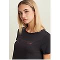 t-shirt donna con grafica in strass e logo sul fondo nero donna extra large