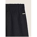 pantaloni corti in mussola con dettagli sangallo nero donna large